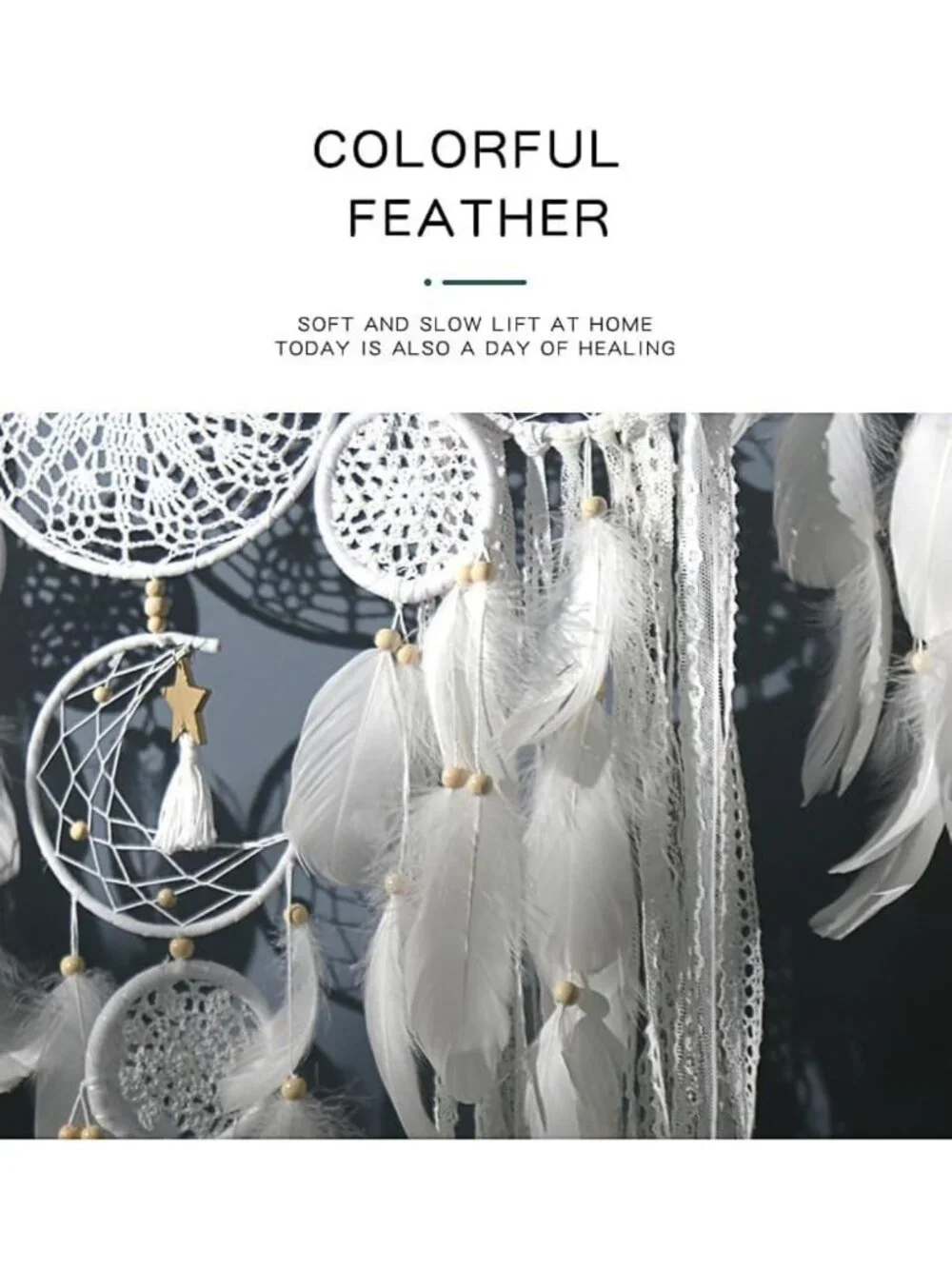 5 Pack Boho Moon Phase Dreamcatchers - Macrame Wall Decor for Home & Bedroom